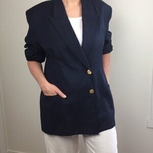 Vintage 90's Gold Button Blazer Jacket - Navy